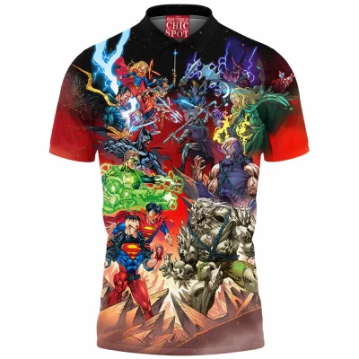 Comic Polo Shirt, Heroes vs Villains Polo Shirt