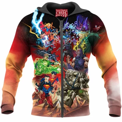 Comic Zip-Hoodie, Heroes vs Villains Zip-Hoodie