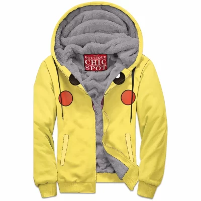 Anime Zip-Fleece-Hoodie, Pikachu Zip-Fleece-Hoodie, Pokemon Zip-Fleece-Hoodie