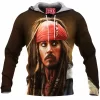 Captain Jack Sparrow Fleece-Hoodie, Fantasy Fleece-Hoodie, Pirates of the Caribbean Fleece-Hoodie