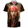 Captain Jack Sparrow Hawaiian-Shirt, Fantasy Hawaiian-Shirt, Pirates of the Caribbean Hawaiian-Shirt