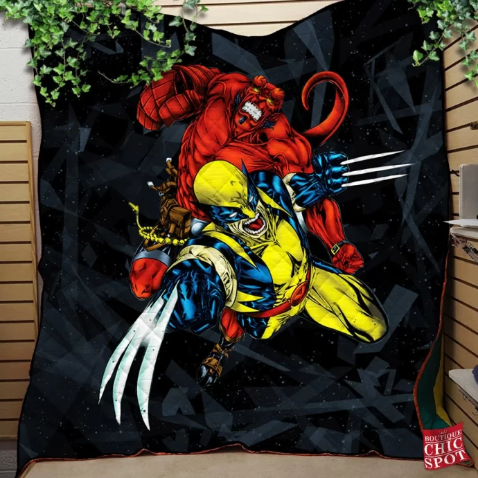 Wolverine Hellboy Quilt Blanket