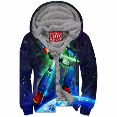 Voltes V Zip-Fleece-Hoodie, Anime Zip-Fleece-Hoodie