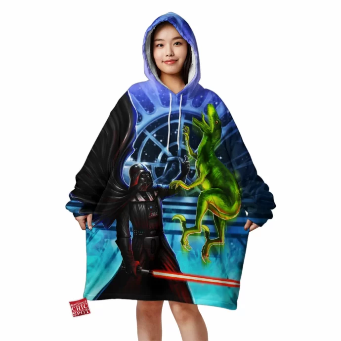 Darth Vader Vs Velociraptor Blanket Hoodie