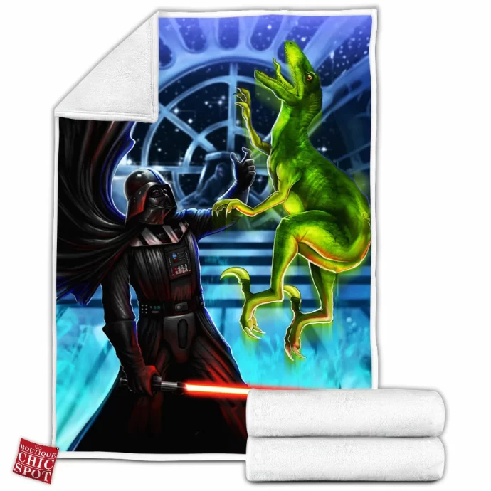 Darth Vader Vs Velociraptor Fleece Blanket