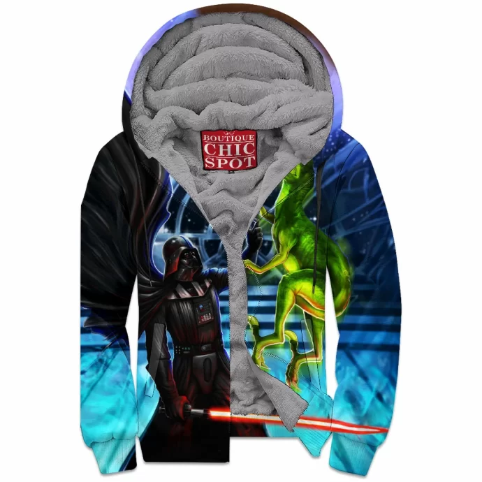 Darth Vader Vs Velociraptor Zip Fleece Hoodie