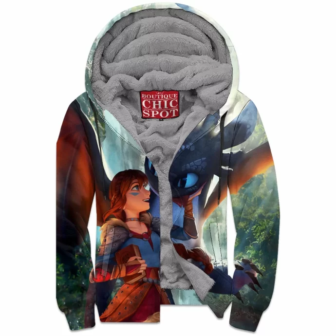 Zephyr And Dart Dragon Zip Fleece Hoodie