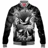 Anime Baseball-Jacket, Gastly Baseball-Jacket, Pokemon Baseball-Jacket