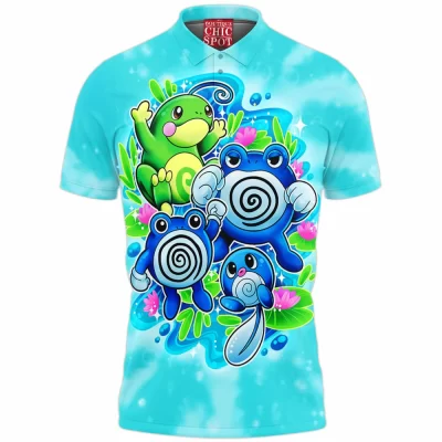 Anime Polo Shirt, Pokemon Polo Shirt, Poliwag Polo Shirt