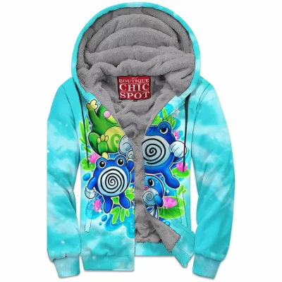 Anime Zip-Fleece-Hoodie, Pokemon Zip-Fleece-Hoodie, Poliwag Zip-Fleece-Hoodie