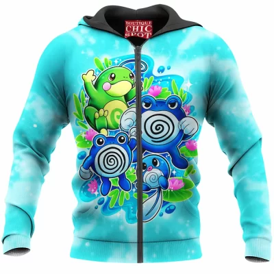 Anime Zip-Hoodie, Pokemon Zip-Hoodie, Poliwag Zip-Hoodie