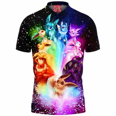 Anime Polo Shirt, Eevee Polo Shirt, Eevee Evolution Polo Shirt, Pokemon Polo Shirt