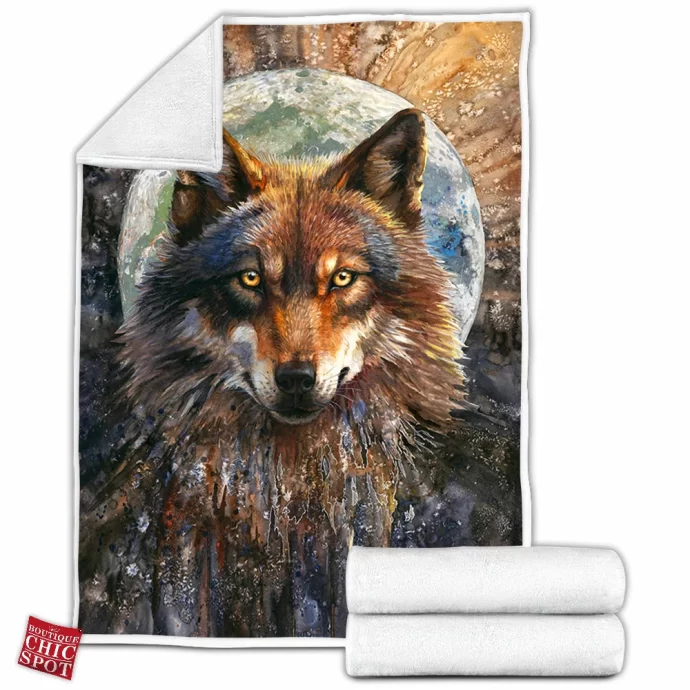 Fullmoon Wolf Fleece Blanket