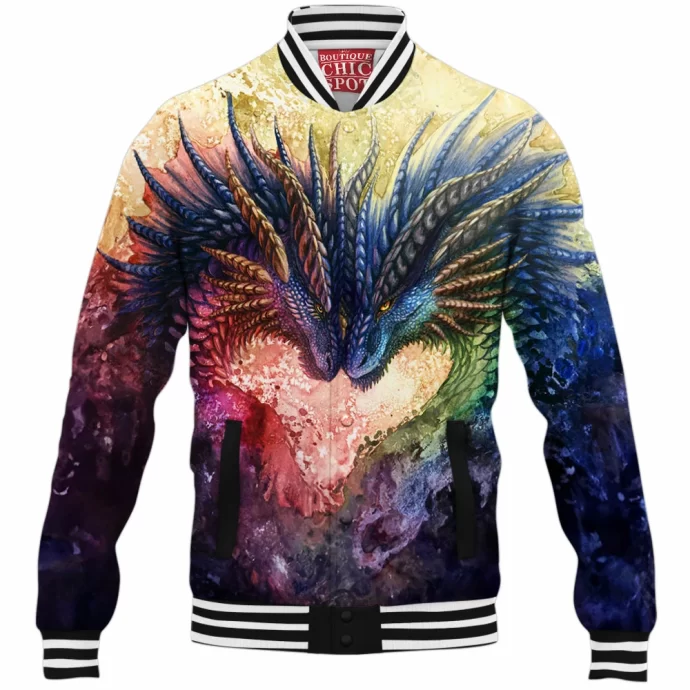 Colorful Dragons Baseball Jacket