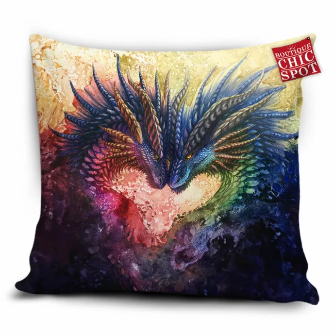 Colorful Dragons Pillow Cover