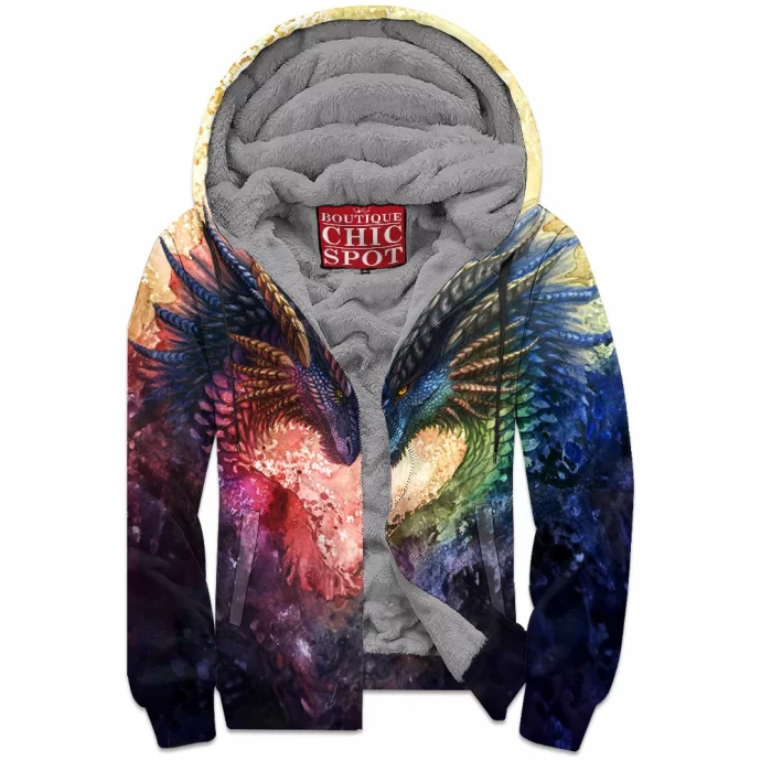 Colorful Dragons Zip Fleece Hoodie