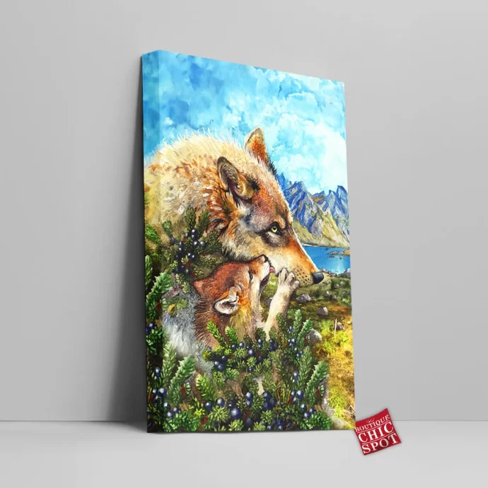 Wolf Cub Kiss Canvas Wall Art