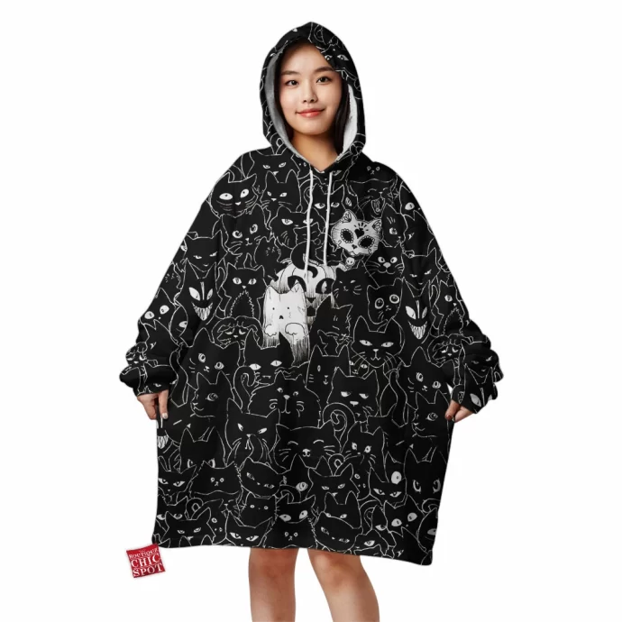 Ink Cats Blanket Hoodie