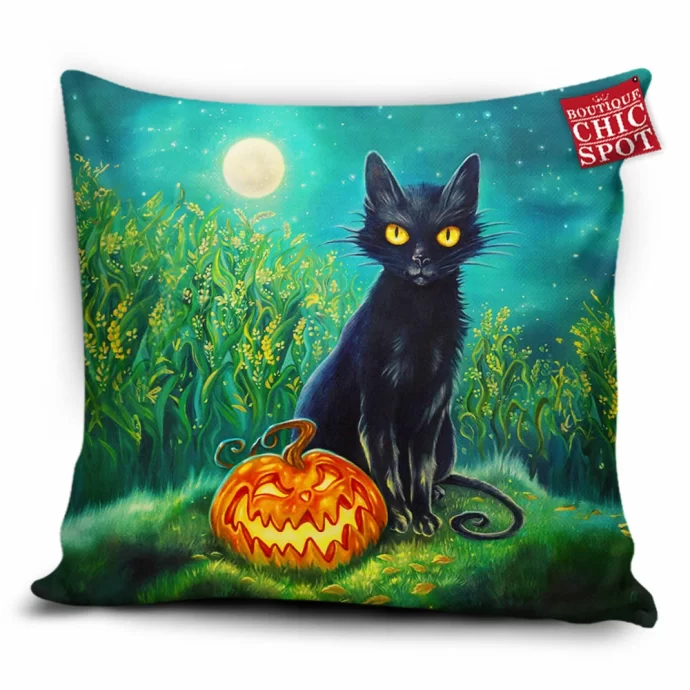 Black Cat Pillow Cover