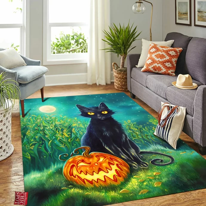 Black Cat Rectangle Rug