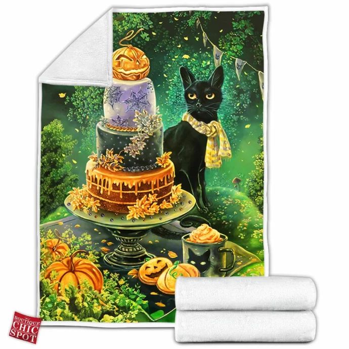 Black Cat Fleece Blanket