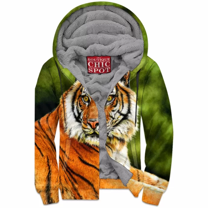 Sumatran Tiger Zip Fleece Hoodie