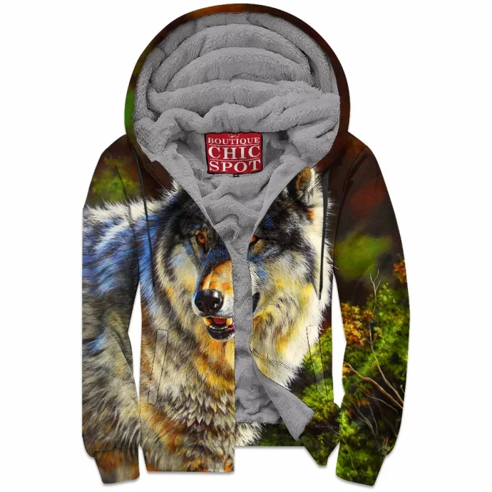 Wolf Zip Fleece Hoodie