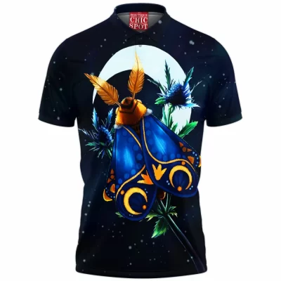 Insect Polo Shirt, Night Moth Polo Shirt