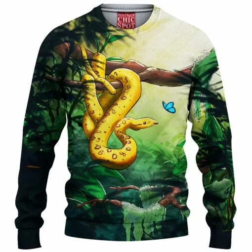 Yellow Snake Knitted Sweater