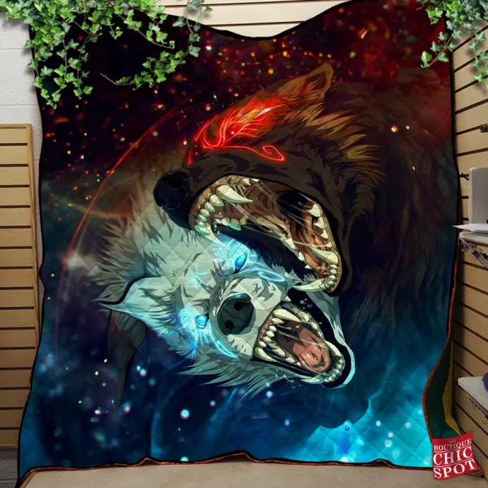 Magic Wolf Quilt Blanket