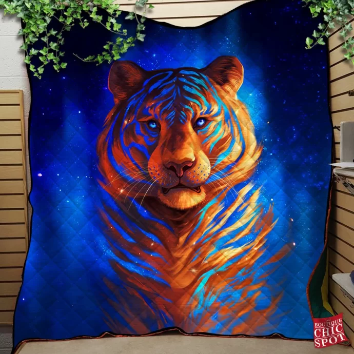 Galaxy Tiger Quilt Blanket