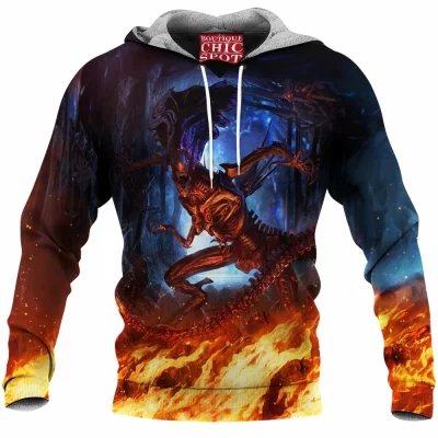 Alien Fleece-Hoodie, Horror Fleece-Hoodie, Sci-Fi Fleece-Hoodie, Xenomorph Fleece-Hoodie