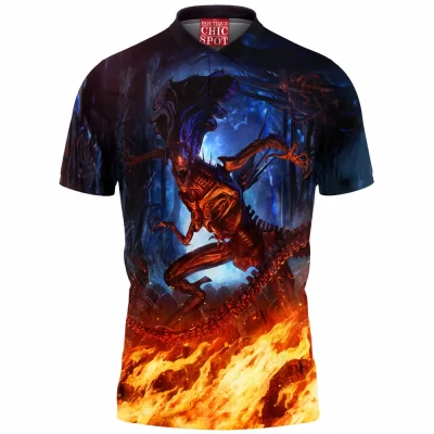 Alien Polo Shirt, Horror Polo Shirt, Sci-Fi Polo Shirt, Xenomorph Polo Shirt