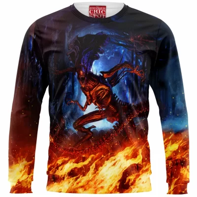 Horror Zip Sweatshirt, Alien Zip Sweatshirt, Xenomorph Zip Sweatshirt