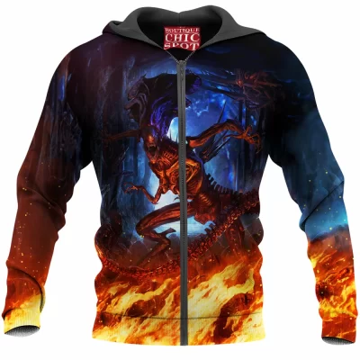 Alien Zip-Hoodie, Horror Zip-Hoodie, Sci-Fi Zip-Hoodie, Xenomorph Zip-Hoodie