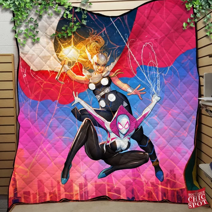 Spider-Gwen Mighty Thor Quilt Blanket