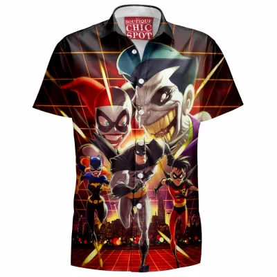 Batgirl Hawaiian-Shirt, Batman Hawaiian-Shirt, Comic Hawaiian-Shirt, Harley Quinn Hawaiian-Shirt, Joker Hawaiian-Shirt, Robin Hawaiian-Shirt
