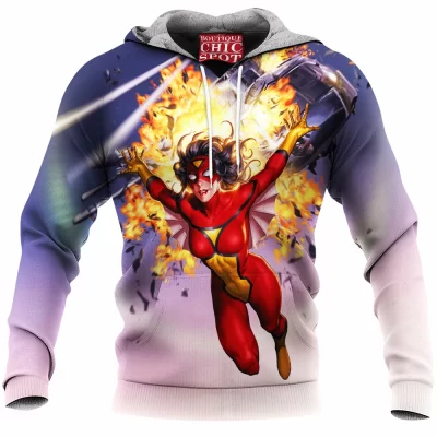 Comic Fleece-Hoodie, Spider-Woman Fleece-Hoodie