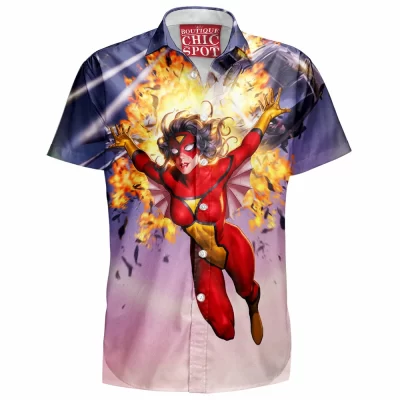 Comic Hawaiian-Shirt, Spider-Woman Hawaiian-Shirt