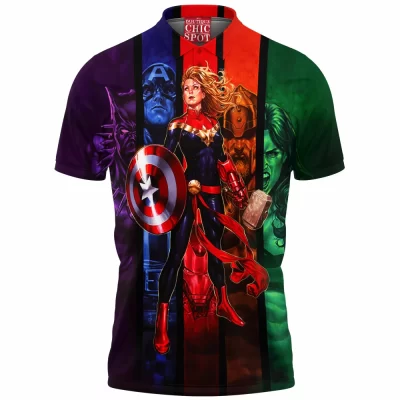 Comic Polo Shirt, Captain Marvel Polo Shirt