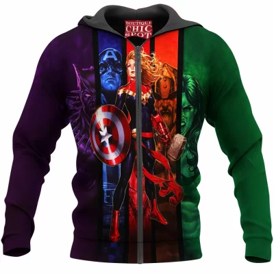 Comic Zip-Hoodie, Captain Marvel Zip-Hoodie