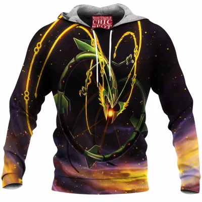 Anime Fleece-Hoodie, Mega Rayquaza Fleece-Hoodie, Pokemon Fleece-Hoodie, Rayquaza Fleece-Hoodie