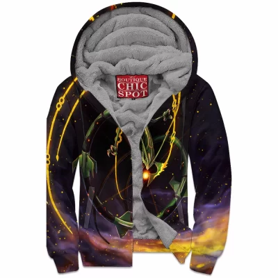 Anime Zip-Fleece-Hoodie, Mega Rayquaza Zip-Fleece-Hoodie, Pokemon Zip-Fleece-Hoodie, Rayquaza Zip-Fleece-Hoodie