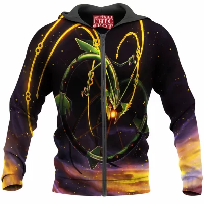 Anime Zip-Hoodie, Mega Rayquaza Zip-Hoodie, Pokemon Zip-Hoodie, Rayquaza Zip-Hoodie