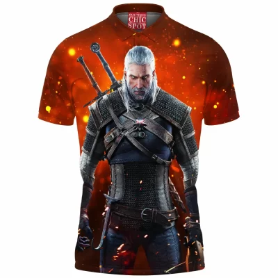 Game Polo Shirt, Geralt of Rivia Polo Shirt, The Witcher Polo Shirt, Fantasy Polo Shirt