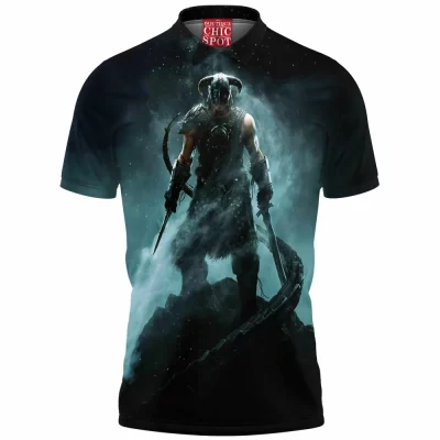 Game Polo Shirt, Skyrim Polo Shirt, Dragon Polo Shirt, Fantasy Polo Shirt