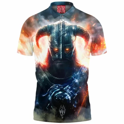 Game Polo Shirt, Skyrim Polo Shirt, Dragon Polo Shirt, Fantasy Polo Shirt, Dragonborn Polo Shirt