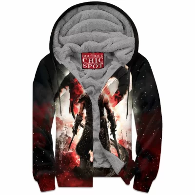 Game Zip-Fleece-Hoodie, Skyrim Zip-Fleece-Hoodie, Dragon Zip-Fleece-Hoodie, Fantasy Zip-Fleece-Hoodie, Dragonborn Zip-Fleece-Hoodie