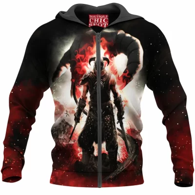 Game Zip-Hoodie, Skyrim Zip-Hoodie, Dragon Zip-Hoodie, Fantasy Zip-Hoodie, Dragonborn Zip-Hoodie