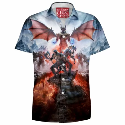 Game Hawaiian-Shirt, Skyrim Hawaiian-Shirt, Dragon Hawaiian-Shirt, The Elder Scrolls Hawaiian-Shirt, Greymoor Hawaiian-Shirt
